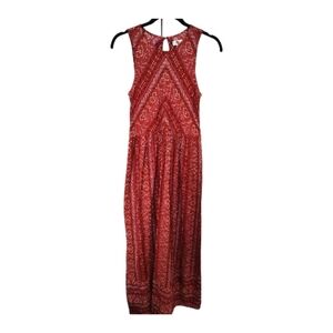 True Craft Red Patterned Maxi Dress, M